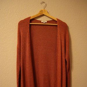 Long Rust Knit Cardigan